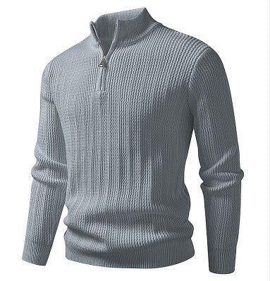 Strickcardigan für Herren mit Strukturstrick und Reißverschluss für den Herbst Grau 4
