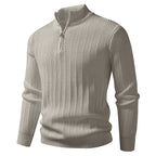 Strickcardigan für Herren mit Strukturstrick und Reißverschluss für den Herbst Khaki 5