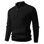 Strickcardigan für Herren mit Strukturstrick und Reißverschluss für den Herbst Schwarz 6
