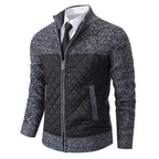Strickjacke für Herren aus Grobstrick mit Reißverschluss im Rautenmuster Dunkelgrau 3