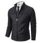 Strickjacke für Herren aus Grobstrick mit Reißverschluss im Rautenmuster Schwarz 5