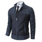 Strickjacke für Herren aus Grobstrick mit Reißverschluss im Rautenmuster Blau 6