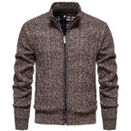 Strickjacke für Herren mit Grobstrick mit Zopfmuster im Rautenmuster Braun 3