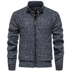 Strickjacke für Herren mit Grobstrick mit Zopfmuster im Rautenmuster Dunkelgrau 5