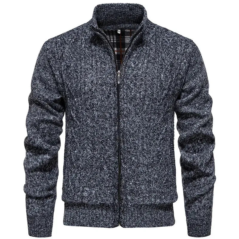 Strickjacke für Herren mit Grobstrick mit Zopfmuster im Rautenmuster Dunkelgrau 5