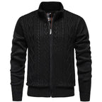 Strickjacke für Herren mit Grobstrick mit Zopfmuster im Rautenmuster Schwarz 6