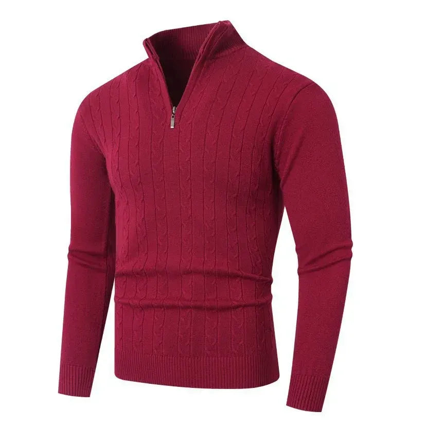 Strickjacke für Herren mit Stehkragen in warmer Ausführung Dunkelrot 5