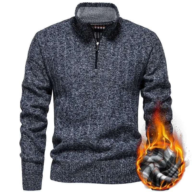 Strickjacke für Herren mit Stehkragen mit Reißverschluss Dunkelgrau 2