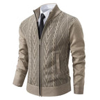 Strickjacke mit Reißverschluss für Herren aus Wolle mit Taschen Beige 1