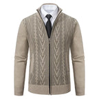 Strickjacke mit Reißverschluss für Herren aus Wolle mit Taschen Beige 2