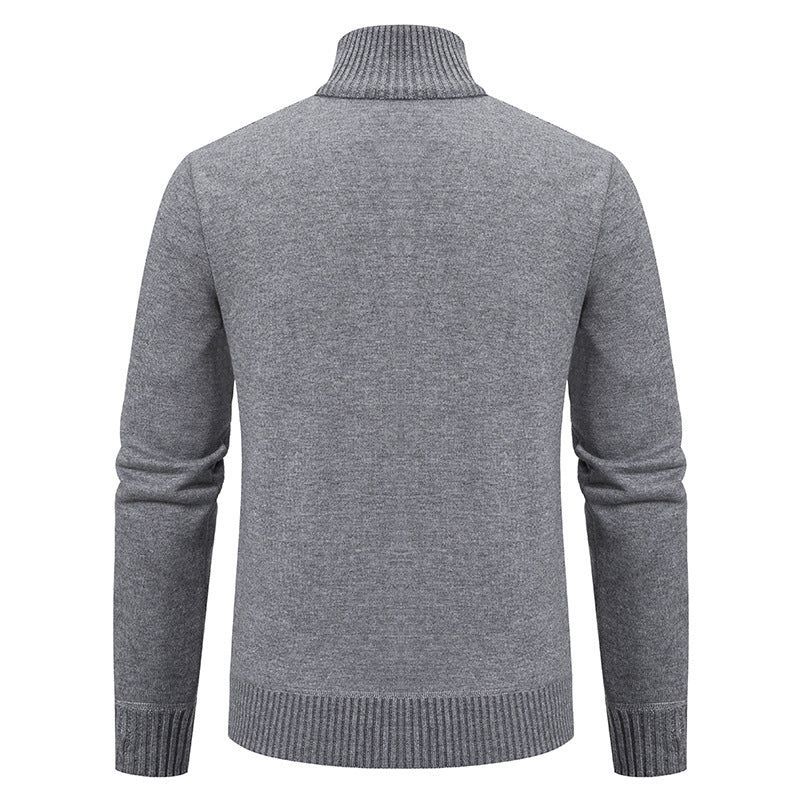 Strickjacke mit Reißverschluss für Herren aus Wolle mit Taschen Hellgrau 3