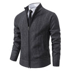 Strickjacke mit Reißverschluss für Herren aus Wolle mit Taschen Dunkelgrau 4