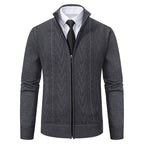 Strickjacke mit Reißverschluss für Herren aus Wolle mit Taschen Dunkelgrau 6