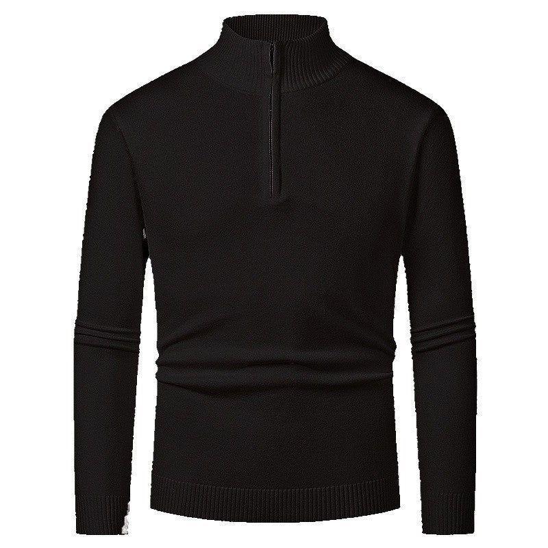 Strickjacke mit Reißverschluss für Herren mit Stehkragen aus Wolle Schwarz 11