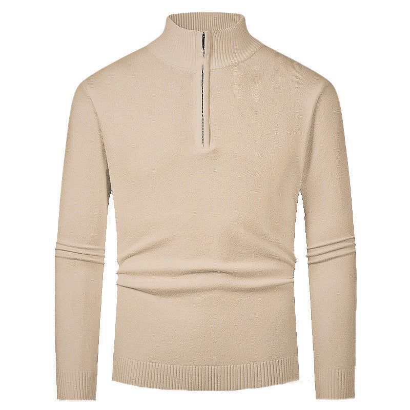 Strickjacke mit Reißverschluss für Herren mit Stehkragen aus Wolle Khaki 14