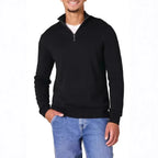 Strickjacke mit Reißverschluss für Herren mit Stehkragen aus Wolle Schwarz 3