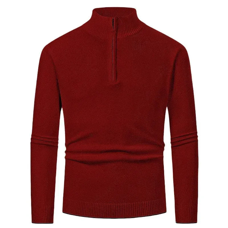 Strickjacke mit Reißverschluss für Herren mit Stehkragen aus Wolle Bordeaux 7