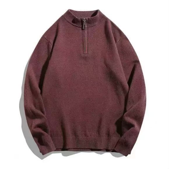 Strickjacke mit Reißverschluss für Herren mit Stehkragen aus Wolle Braun 9
