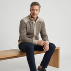 Strickjacke mit Reißverschluss für Herren mit Stehkragen im Casual-Stil Braun 1