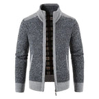 Strickjacke mit Reißverschluss für Herren mit Stehkragen im Casual-Stil Dunkelgrau 2