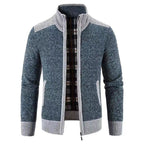 Strickjacke mit Reißverschluss für Herren mit Stehkragen im Casual-Stil Blau 3