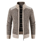 Strickjacke mit Reißverschluss für Herren mit Stehkragen im Casual-Stil Braun 4
