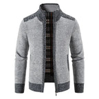 Strickjacke mit Reißverschluss für Herren mit Stehkragen im Casual-Stil Hellgrau 5