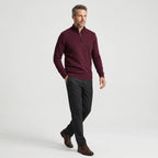 Strickjacke mit Reißverschluss für Herren mit Stehkragen im Zopfstrickmuster Bordeaux 1