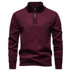 Strickjacke mit Reißverschluss für Herren mit Stehkragen im Zopfstrickmuster Bordeaux 3