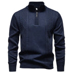 Strickjacke mit Reißverschluss für Herren mit Stehkragen im Zopfstrickmuster Dunkelgrau 6
