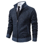 Strickjacke mit Reißverschluss für Herren mit Stehkragen mit Taschen aus strukturiertem Strickstoff Blau 2