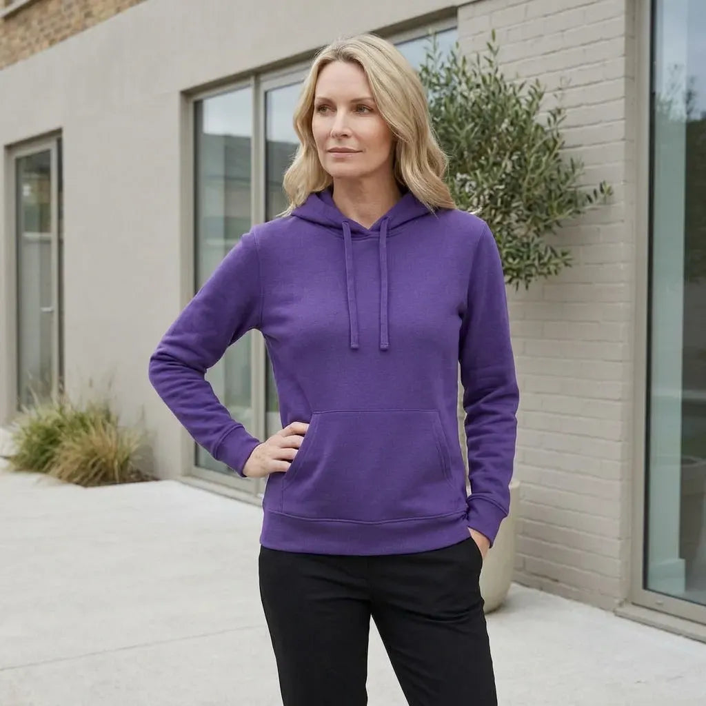 Sweatjacke für Damen mit Kapuze innen angeraut im sportlichen Stil Lila 1
