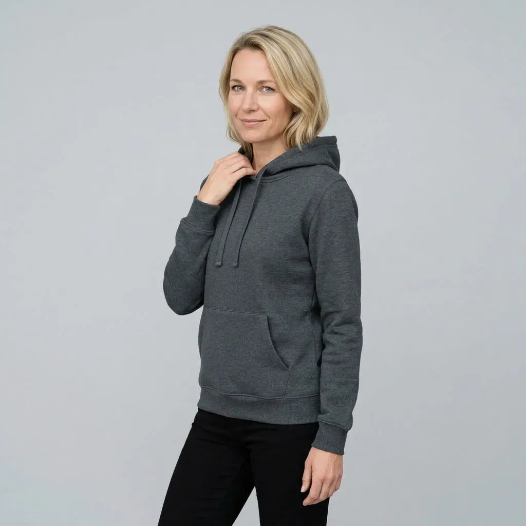 Sweatjacke für Damen mit Kapuze innen angeraut im sportlichen Stil Dunkelgrau 12