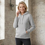 Sweatjacke für Damen mit Kapuze innen angeraut im sportlichen Stil Hellgrau 2