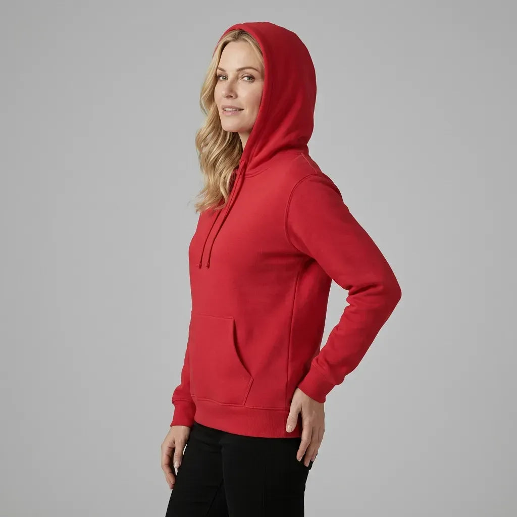 Sweatjacke für Damen mit Kapuze innen angeraut im sportlichen Stil Rot 4