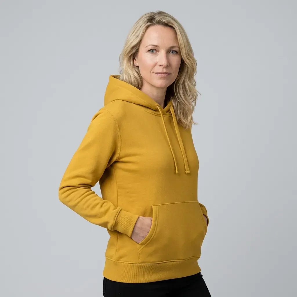 Sweatjacke für Damen mit Kapuze innen angeraut im sportlichen Stil Gelb 5