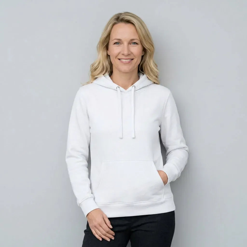 Sweatjacke für Damen mit Kapuze innen angeraut im sportlichen Stil Weiß 6