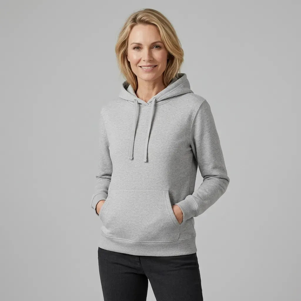 Sweatjacke für Damen mit Kapuze innen angeraut im sportlichen Stil Hellgrau 7