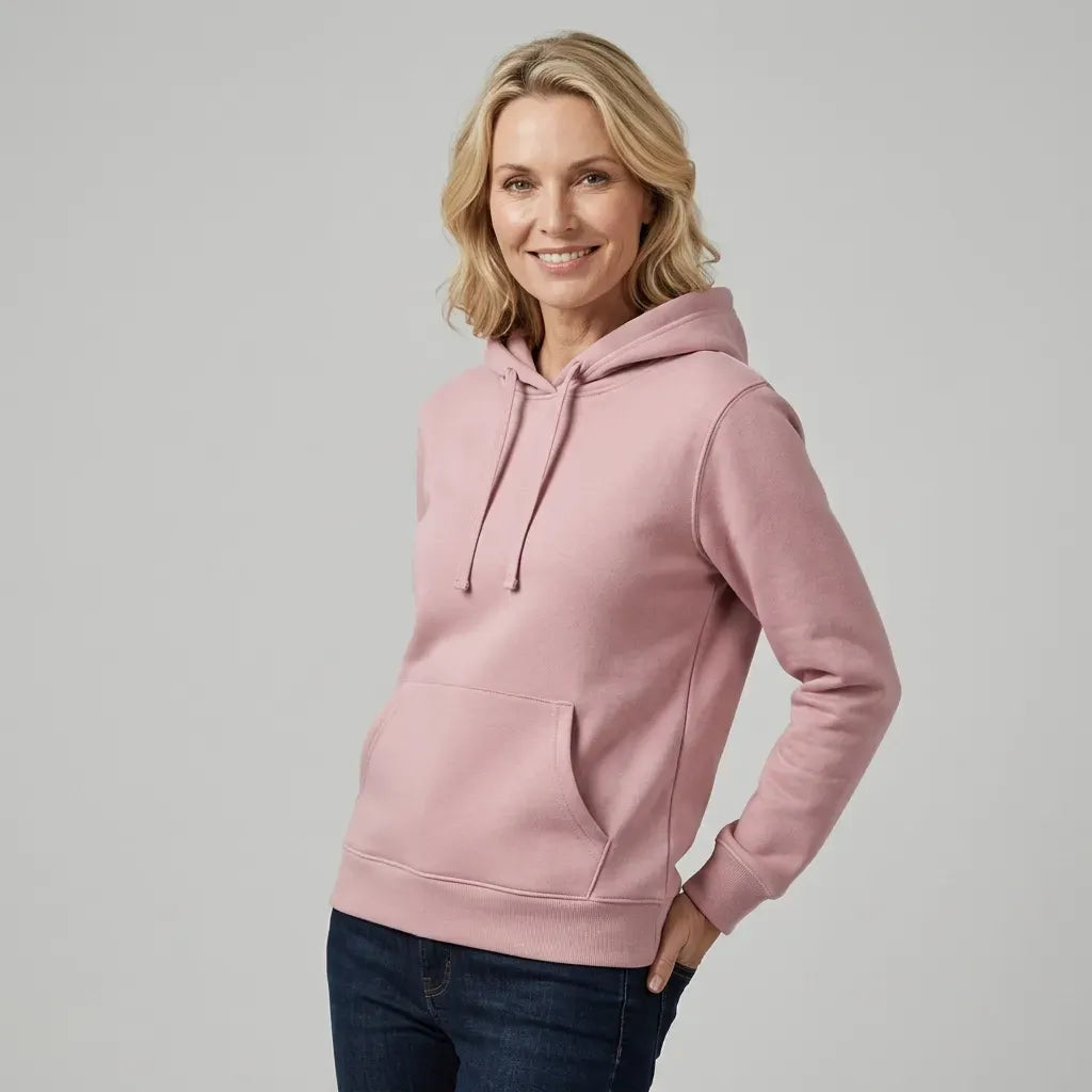 Sweatjacke für Damen mit Kapuze innen angeraut im sportlichen Stil Rosa 9