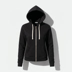 Sweatjacke für Damen mit Kapuze mit Reißverschluss im sportlichen Stil Schwarz 3