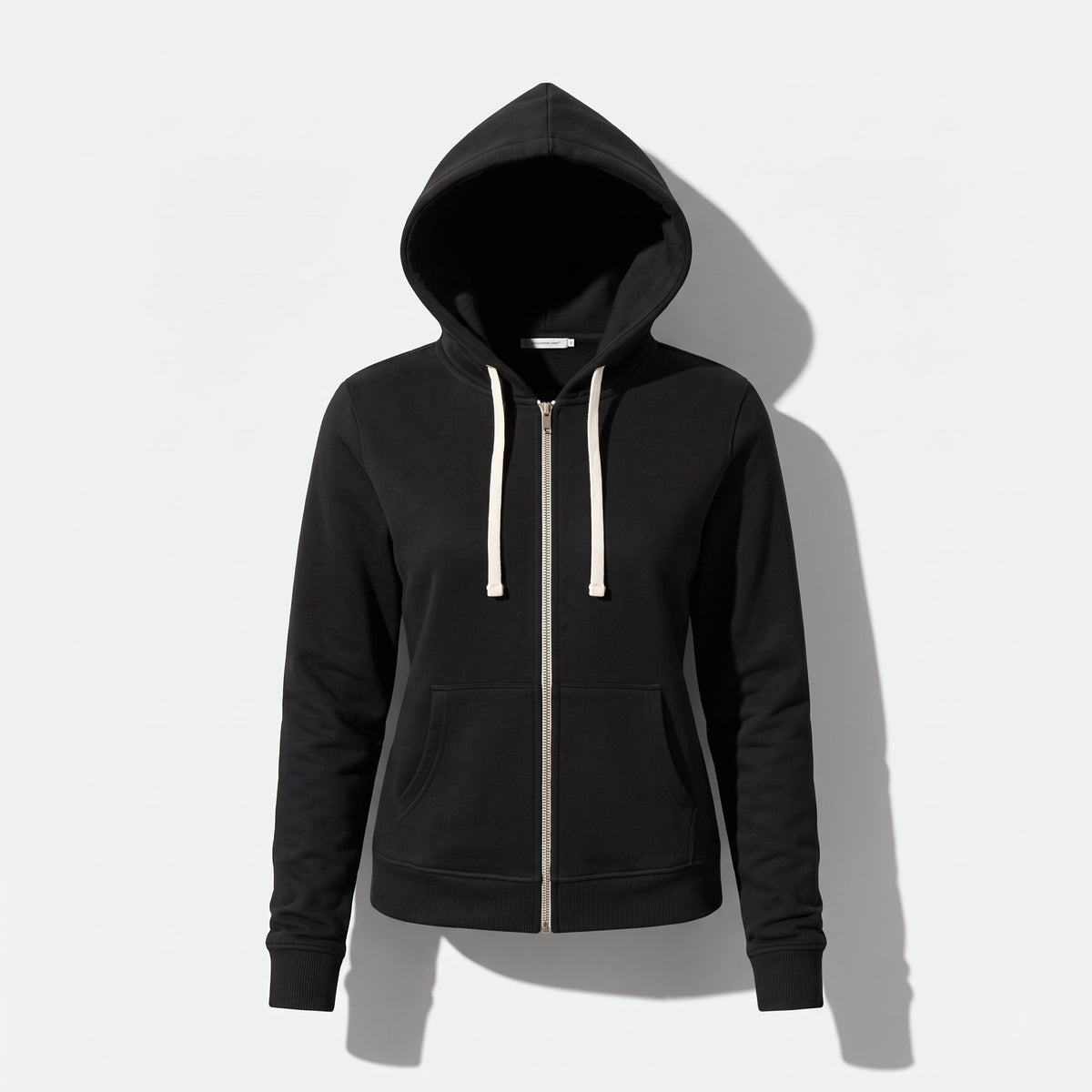 Sweatjacke für Damen mit Kapuze mit Reißverschluss im sportlichen Stil Schwarz 3