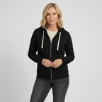 Sweatjacke für Damen mit Kapuze mit Reißverschluss im sportlichen Stil Schwarz 4