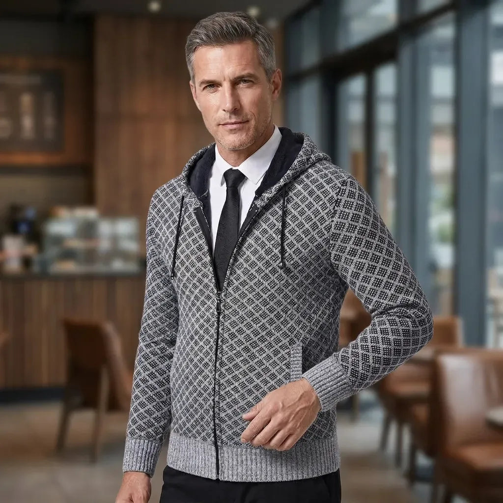 Sweatjacke für Herren aus Baumwolle im eleganten Stil mit Kapuze Hellgrau 1