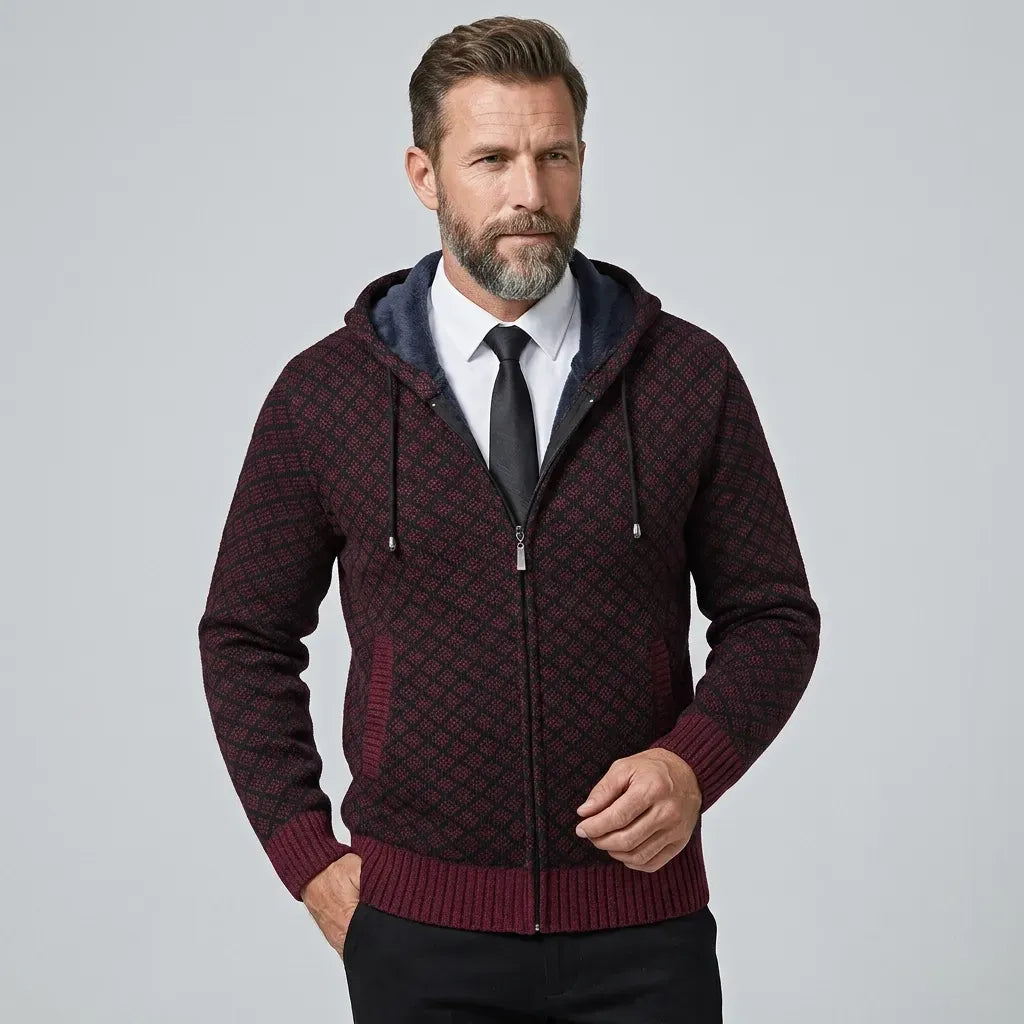 Sweatjacke für Herren aus Baumwolle im eleganten Stil mit Kapuze Dunkelrot 6
