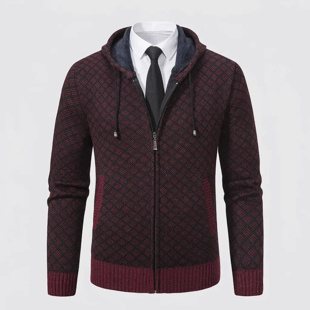 Sweatjacke für Herren aus Baumwolle im eleganten Stil mit Kapuze Dunkelrot 7