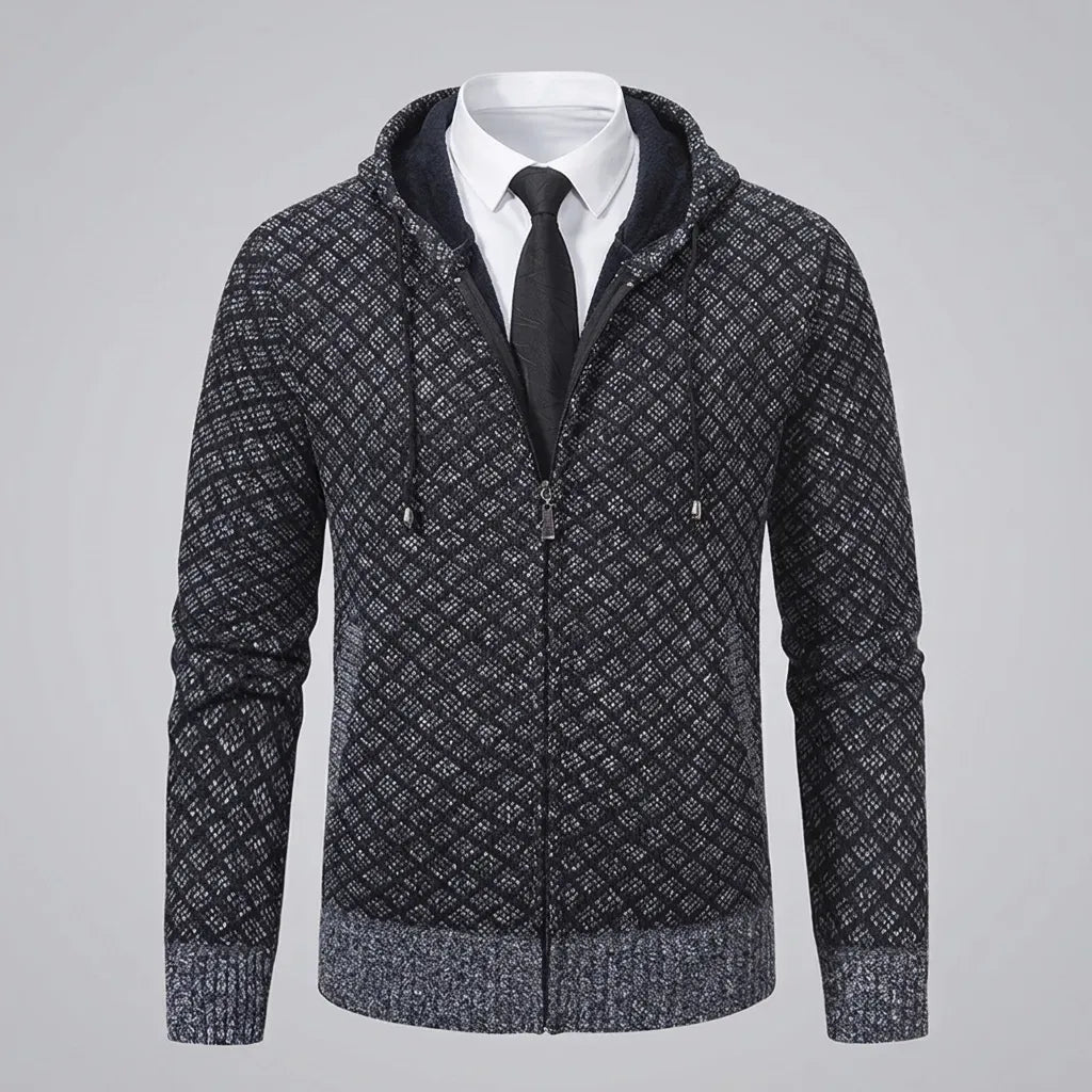 Sweatjacke für Herren aus Baumwolle im eleganten Stil mit Kapuze Dunkelgrau 8