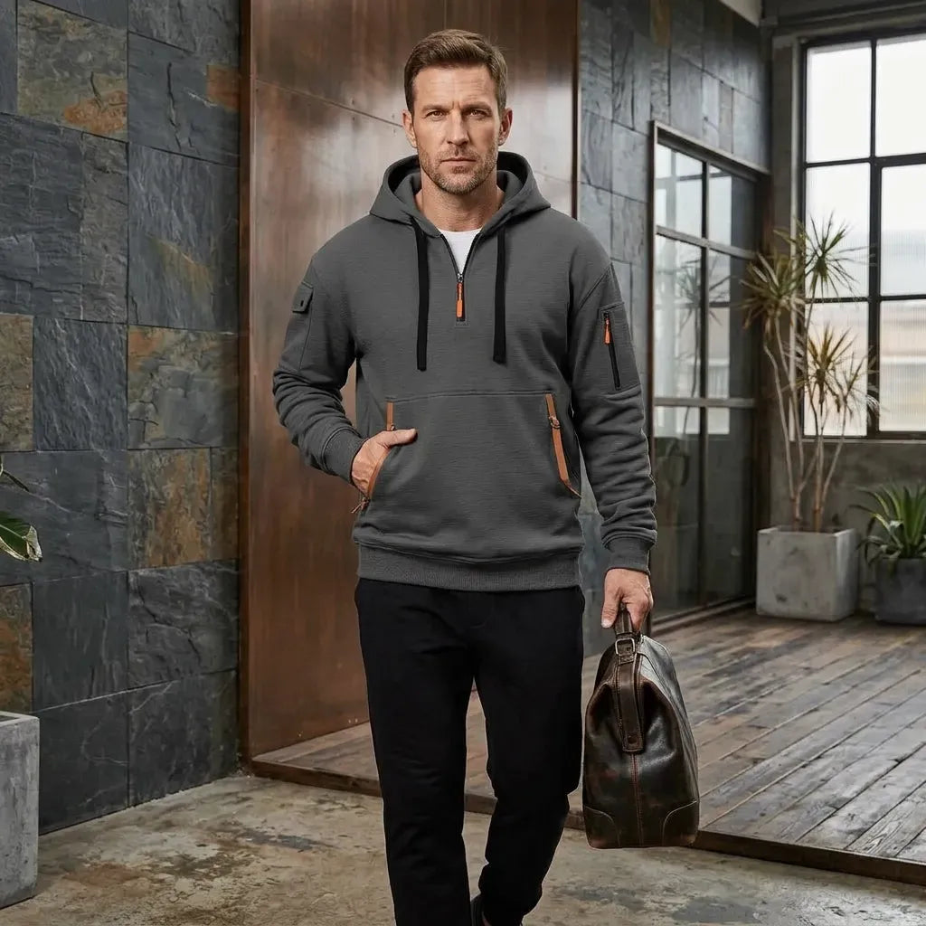 Sweatjacke für Herren mit Kapuze mit Reißverschluss im sportlichen Stil Dunkelgrau 1