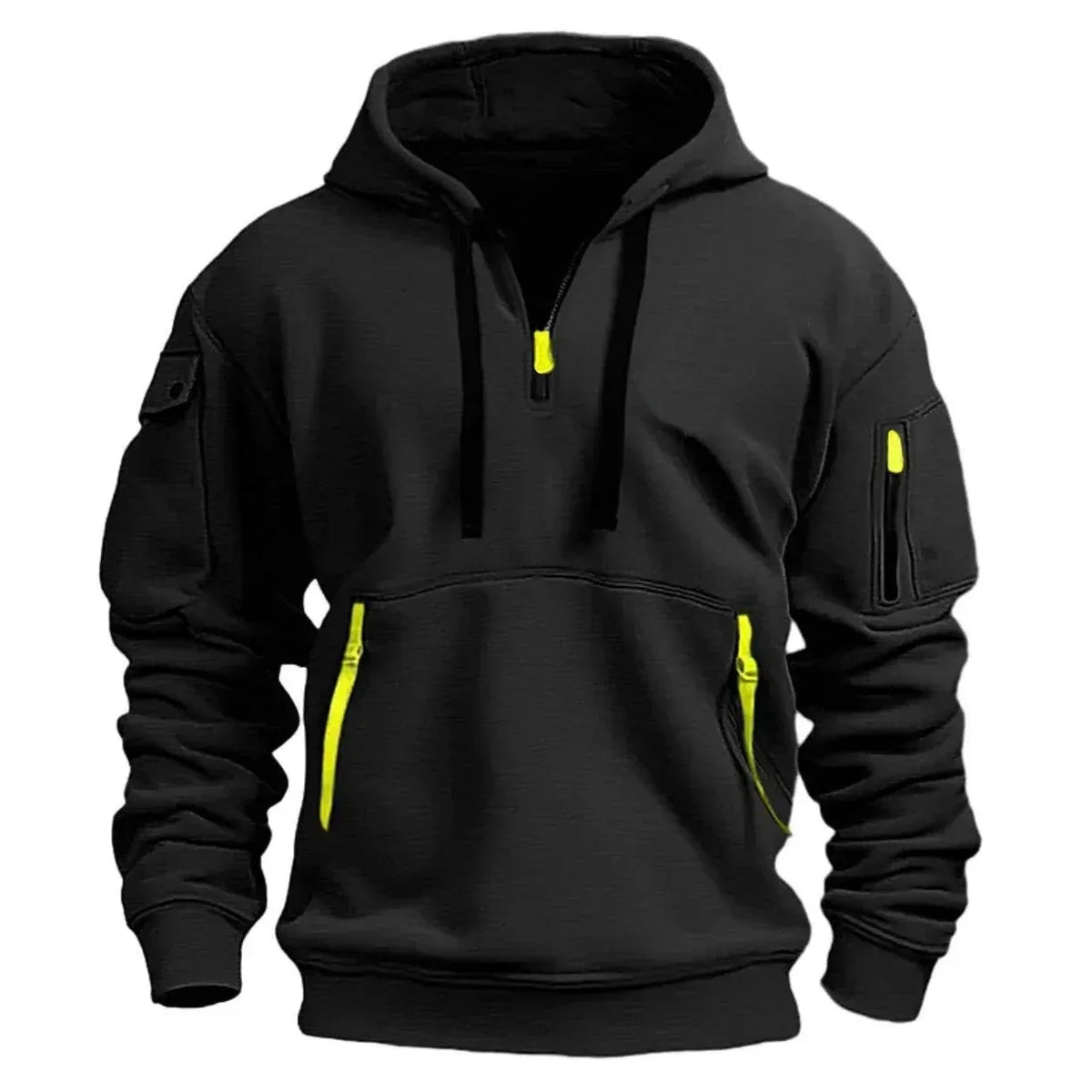 Sweatjacke für Herren mit Kapuze mit Reißverschluss im sportlichen Stil Schwarz 10