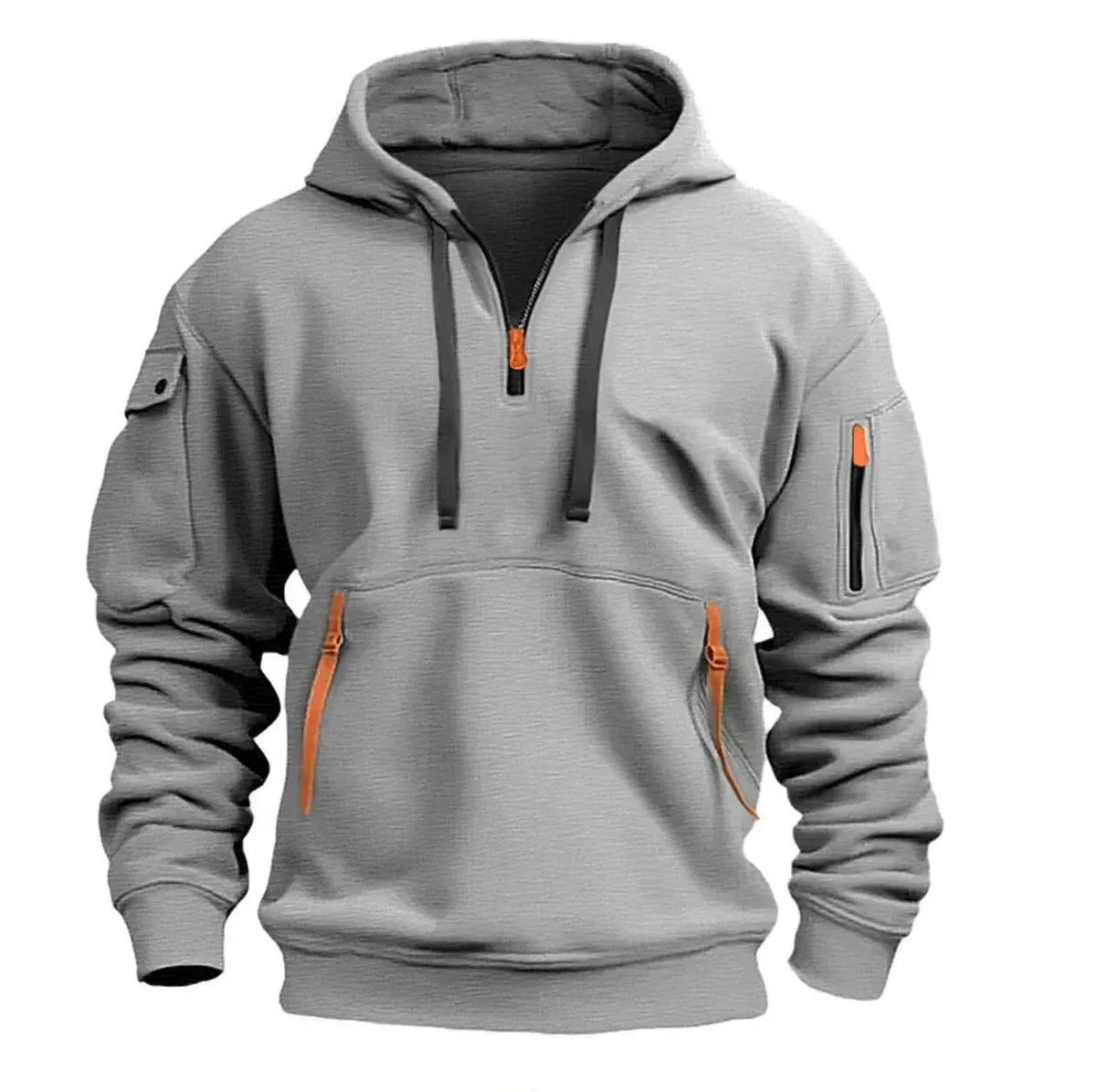 Sweatjacke für Herren mit Kapuze mit Reißverschluss im sportlichen Stil Hellgrau 12