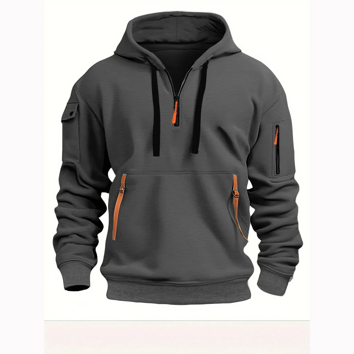 Sweatjacke für Herren mit Kapuze mit Reißverschluss im sportlichen Stil Dunkelgrau 13